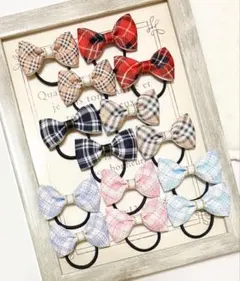 ヘアゴム チェック柄セット リボン ハンドメイド リボンヘアゴム キッズ