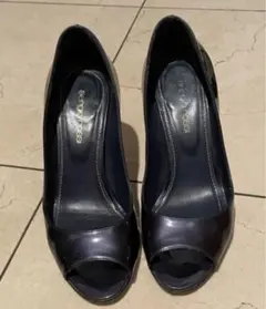 セルジオロッシ　オープントゥパンプス　ネイビー