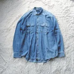Vintage デニムシャツ 長袖 ライトブルー L アメカジ ワークシャツ