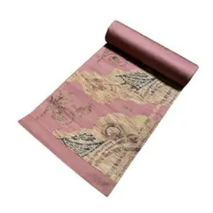 名古屋帯 反物 未仕立て 博多織？ くすみピンク 六通柄 単 着物 リメイク