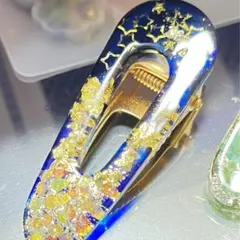 レジンでヘアピン　小学生に人気☆ 星のヘアピン　ブルー
