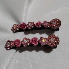 ヘアクリップ セット ピンク ストーン フラワー