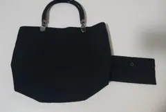 和装バック 黒 ハンドメイド 小物入れ付き