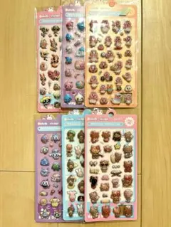 ぷくぷくシール6枚（ボンボンドロップ 日焼けキティ モンチッチ 好きさんへ）
