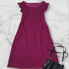 美品　ROPÉ ロペ　クラシカル　ワインレッド　ワンピース　パーティードレス