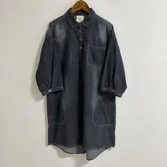 motti デニムワンピース チュニックひざ丈 七分袖　M-Lサイズ
