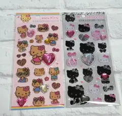 キラキララインストーンシール サンリオ キティ2枚セット 日焼け ゼブラ ②