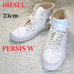 DIESEL PERSIS W 23cm ハイカットスニーカー エナメル 白