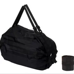 エコバッグ　ブラック　折りたたみ　コンパクト　大容量シュパットタイプ