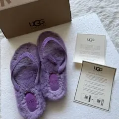 訳ありジャンク　UGG フラッフィーサンダル　ムートン　パープル　23cm￼