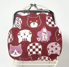 ねこ柄がま口財布