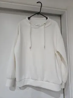 ホワイト フードなし ルーズフィットパーカー