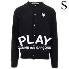 CDG PLAY 丸首 カーディガン 黒 x 白 S 꼼데가르송 プレイ