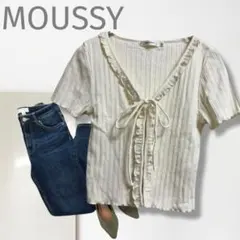 k1【マウジー】ニットソー/美品 白 大人可愛い 人気 カーディガン 着回し 柔