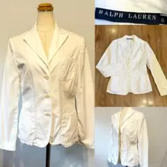 Ralph Lauren ラルフローレン　テーラードジャケット　コットン白　Mのサムネイル