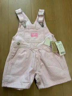 【新品】OshKosh B'gosh ベビー オーバーオール ピンク ストライプのサムネイル