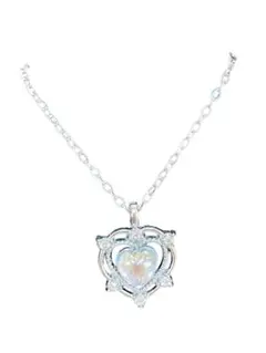 ハート型オパール風ストーンネックレス