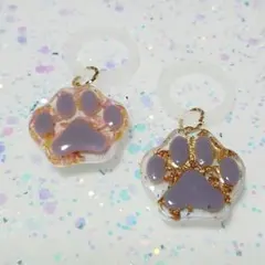 レジン製 猫 肉球 めじるし チャーム 2個セット