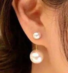 ダブルパールピアス 揺れるパールピアス ゴールド　 キラキラ 可愛いパールピアス