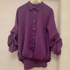 NICE CLAUP　あずき色　長袖シャツ フリーサイズ