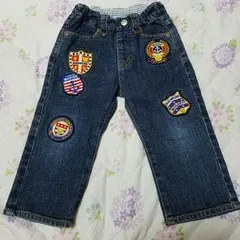 美品☆ミキハウス　プッチーくんの豪華ワッペンデニム90㌢