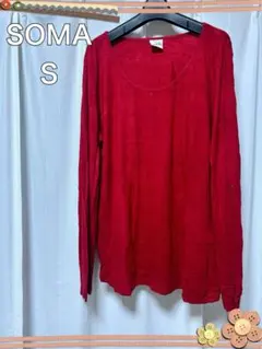 SOMA 【S】赤 長袖 Tシャツ レッド 長袖 ロンT