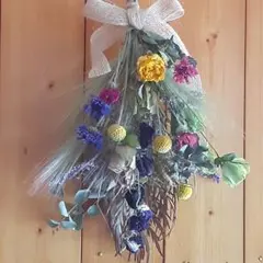 №20 男前❀流木スワッグ❀すだれ風❀ドライフラワー❀木の実