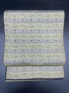 高級　正絹　洒落帯　名古屋帯　アンティーク　大正ロマン　幾何学模様　横段　301