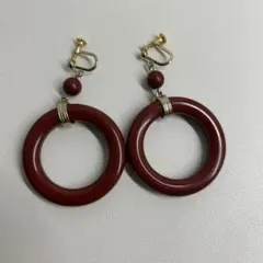 赤茶色 フープイヤリング ゴールド金具