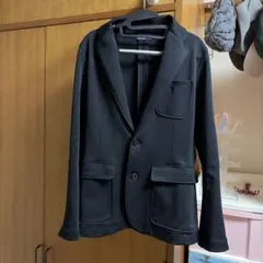 黒 スウェット テーラードジャケット