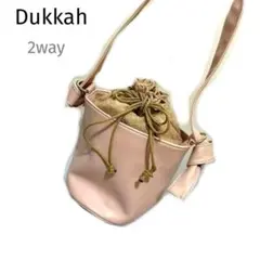 美品【デュカ】2wayピンク小さい巾着ショルダーバッグハンドバッグY2K