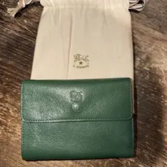 中古】イルビゾンテ 三つ折り財布 長財布 グリーン ローズマリー 