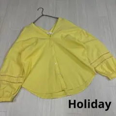 Holiday イエロー 長袖シャツ　抜襟　ボリューム袖丈のサムネイル