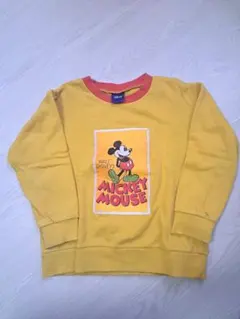 子供服、キッズ、ディズニー、トレーナー、Disney、ミッキー、黄色、プリント