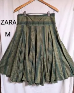 お値下ZARA フェアリーグランジ　春夏フレアスカート M　グリーン系　美品のサムネイル