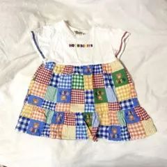 美品 ミキハウス HOT BISCUITS 80 半袖ワンピース 夏用ベビー服