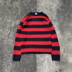 00s Y2K モヘア60% シャギー ボーダーニット グランジ カート