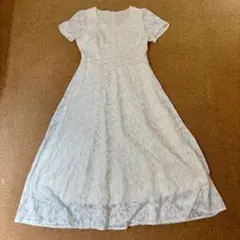 【M】【美品】総レースミドル丈ワンピース Aライン 美シルエット