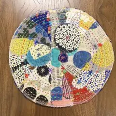 【ハンドメイド】北欧　刺し子とパッチワークのマルチマット　中サイズ