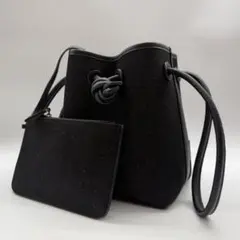 極美品　vasic ボンド ミニ　ハンドバッグ　キャンバス　レザー　デニム　黒