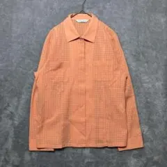 CHARGE♡レディース シアーシャツ 比翼ボタン 長袖シャツ チェック Mのサムネイル