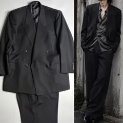 ゼニア Zegna ELECTA オーダー ダブル スーツ ブラック XL相当のサムネイル