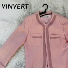 VINVERT ヴィンバート ノーカラージャケット ピンク M 秋物のサムネイル