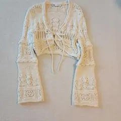 ZARA アイボリー ニット カーディガン