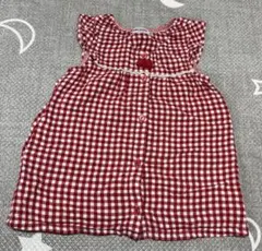 値下げ不可 ミキハウス80cm 赤と白チェック柄ノースリーブワンピースチュニック
