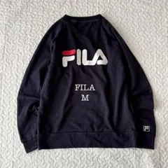フィラ スウェット ロゴ プリント ネイビー 長袖 M カジュアル