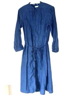 SM2 ネイビー ボタン付き シャツワンピース