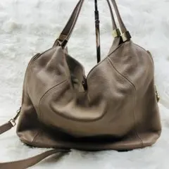 FURLA グレイス ハンド トートバッグ シボ革 ロゴ ホーボー h736 