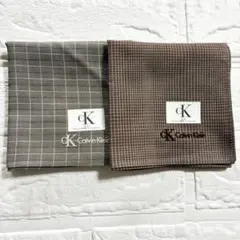 【未使用】カルバン・クライン ハンカチ 2枚セット CK チェック 刺繍 綿