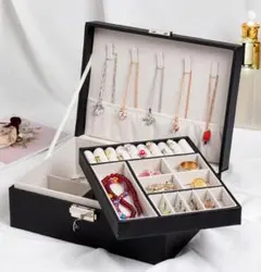 ジュエリーボックス　大容量　２段コンパクト　鍵付き